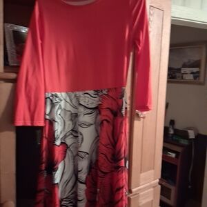 Elegant Red Floral Women's Dress